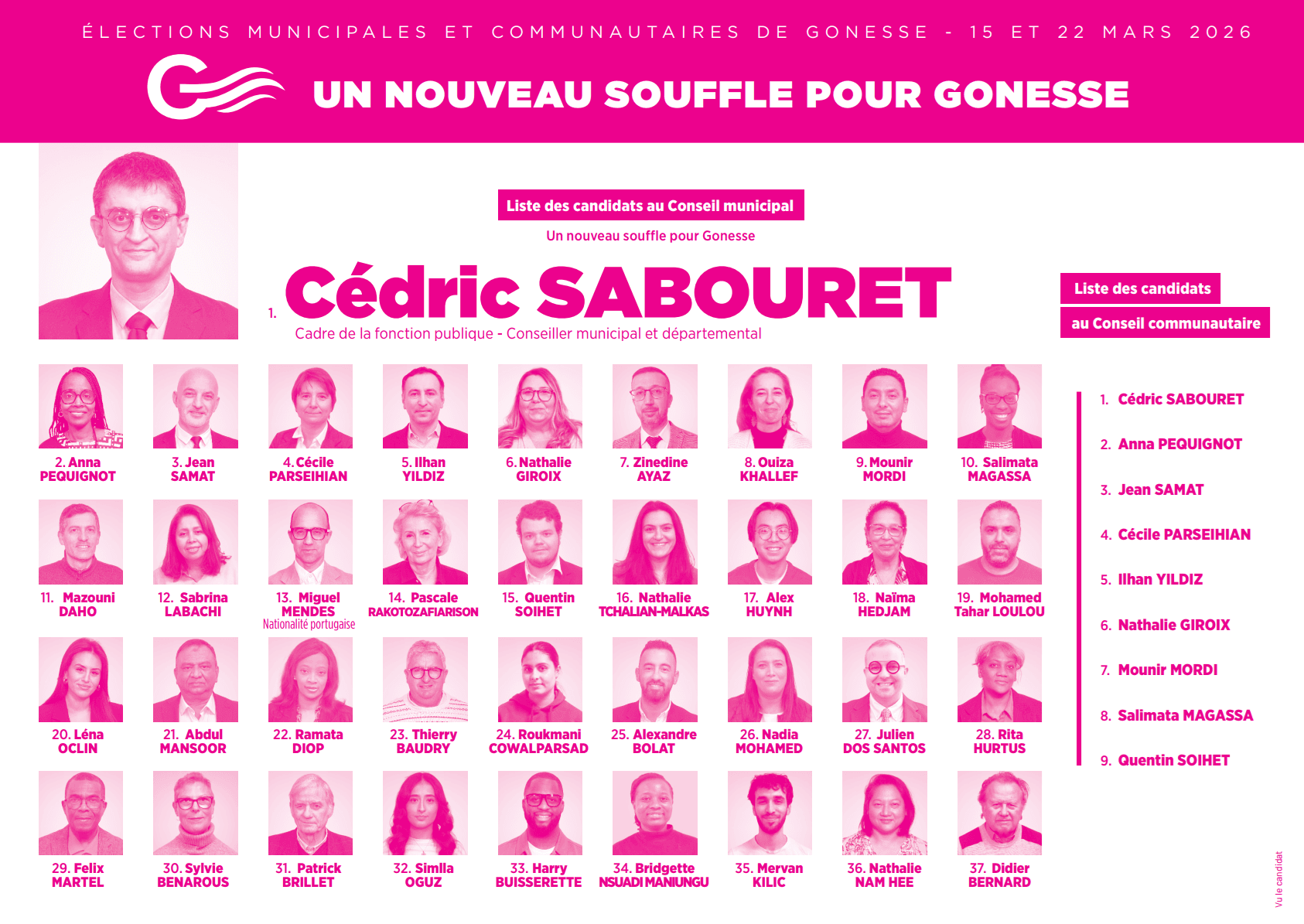 Notre équipe Pour Gonesse 2026